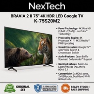 Sony K-75S20M2 75" Bravia 2 II 4K HDR LED Smart Google TV