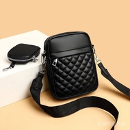messenger bag 斜挎包 包包女士斜挎包大容量绣线菱格单肩斜挎包高级感小众小方包
