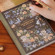 精緻燙金線裝筆記本(空白+方格)-青夜浣熊