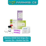 Bionime GS550 Blood Glucose Test Strip 25s + Soft Twist Lancets 25s + Alcohol Pads 25s EXP:12/2026