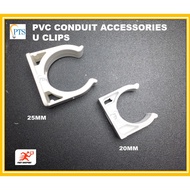 100pcs 20MM (3/4") / 25MM (1")  PVC CONDUIT ACCESSORIES - U CLIPS - WHITE - Wiring Accessories