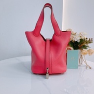 Ms0521 HERMES 香奈兒小號菜籃子手提包包PICOTIN 18 CLEMENCE 0D ROSE MEXICO