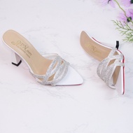 Guốc nữ cao gót kiểu 10p mũi nhọn quai mảnh full xoàn chéo - G85