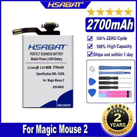 HSABAT 020-00634 020-00633 2700mAh Battery for Apple Magic Mouse 2 Wireless A1672 A1657 (2nd) Batter