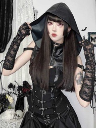 Gothic Punk Leather Blouse - Short Sleeve for Rock Enthusiasts