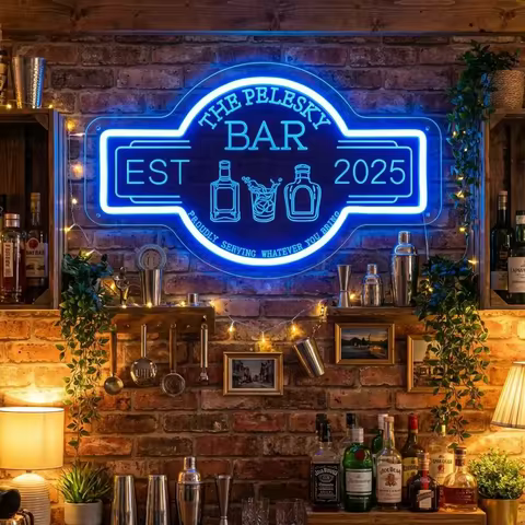 Personalized Bar Neon Sign,Home Bar Art Decor, Beer Sign, Champagne beer Decor, Bar Lounge Man Cave