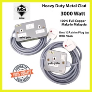 Heavy Duty Extension Wire Extension Plug 40/076 Full Copper Make in Malaysia Cable Metal Clad Socket