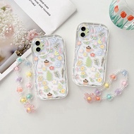For OPPO Reno 5 Reno 6 Reno 5k Reno 8 Pro Reno 7Z Reno 4 Pro Reno 4F Reno 5F Reno 8T Phone Case Cute Lovely Acorns Floral Solid Wave Cream TPU Back Cover+Lanyard