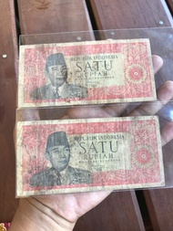 Uang Lama 1 Rupiah Soekarno Kondisi Fine 2 Lembar