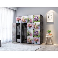 16 Cubes DIY Rack Plastic Storage Box Door Cartoon Cabinet Wardrobe Cupboard Organizer Hanger Almari Plastik Baju