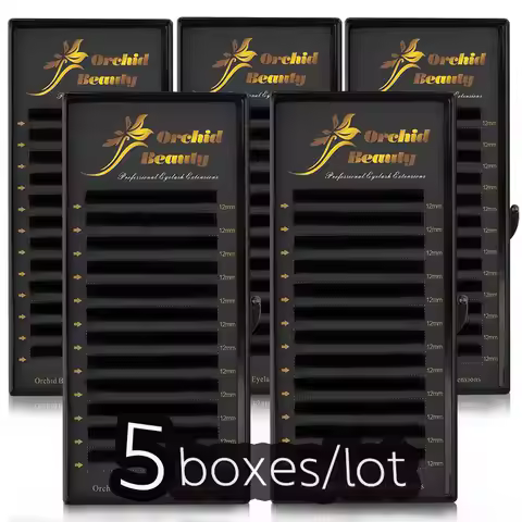 5Case/Lot Orchid Lashes Individual Eyelashes 8-15mm Mix Premium Fake Mink Eyelash Extension Dark Bla