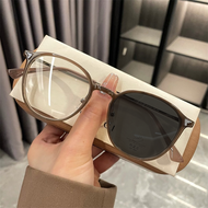 Kacamata Photocromic Minus Korea Anti Radiasi Kacamata bulat Retro Pria Wanita