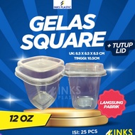 SQUARE PLASTIC CUPS 8 OZ 12 OZ 16 OZ 22 OZ + LID Plastic Cup Disposable Cup