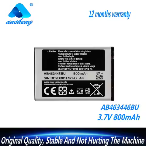 New 3.7V 800mAh AB463446BU Battery For Samsung SGH GH E251 E258 E350 E428 E500 X208 E900 E908 C512 X
