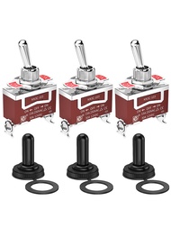 3PCS 30A Waterproof Toggle Switch 12V ON Off ON 3 Pin 3 Position SPDT 12 Volt DC 3 Way Toggle Switch