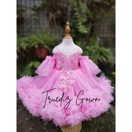 Truediz Gown/Boho gown raffled ball gown for kids