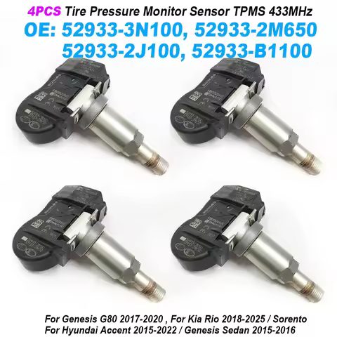 4PCS 52933-3N100 52933-B1100 433MHz TPMS For Hyundai Accent 2014-2017 Genesis For KIA Sorento 2015-2