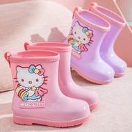 KY/💯HelloKittyChildren Non-Slip Rain Boots Girls Rubber Shoes Children Shoe Cover Rain Shoes Little Child Toddler Baby R