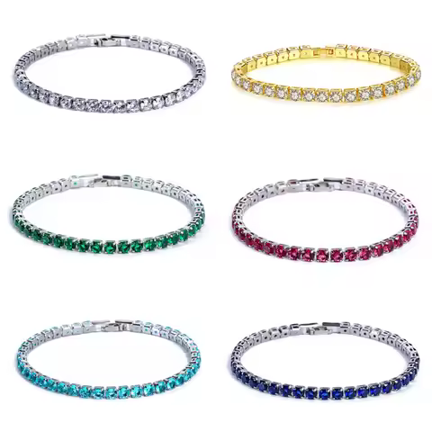 4.0mm Zircon Tennis Bracelet For Men And Women Fashion Shine Colored Diamond Bracelet Handmade Party