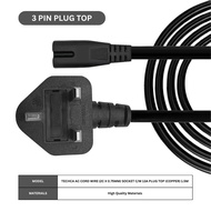 AC 3Pin/2pin AC Power 2 Core Cord Cable Wire Adaptor Connector 1.5m FOR PS4  PS3  PS2  Laptop Radio 