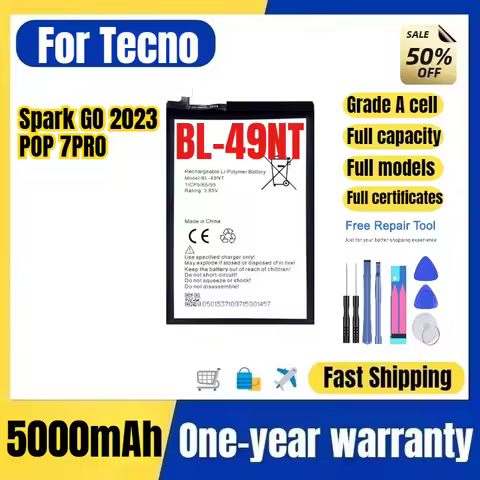 BL-49NT for Tecno Spark GO 2023/POP 7PRO Phone Battery High Quality High Capacity Replacement Bateri