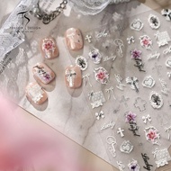 Iron Season Light Gothic Style Cross Lace Manicure Sticker TL469 French Girl Bow Manicure Sticker