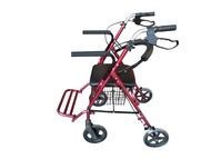 CARE&CURE Adjustable Adult Medical Walker Rollator with Seat Wheels and Foldable Foot Rest (Metallic