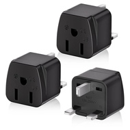 3-Pack US to UK Plug Adapter Socket, 2/3 Pin US to 3 Pin UK Plug Travel Adapter with 13A Fuse, Canad