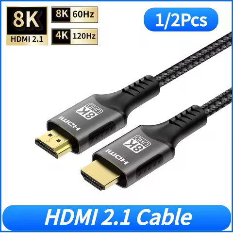 1/2Pcs 8K HDMI 2.1 Cable 48Gbps Ultra High Speed 8K@60Hz/4K@120Hz eARC HDR10+ Compatible with PS5 Xb