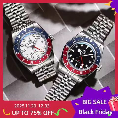 ADDIESDIVE GMT Watches For Men Luxury Stainless Steel Casual Quartz Watch 200MM Waterproof Wristwatc