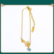 ASIX GOLD สร้อยข้อมือดอกไม้ชุบทอง 18K สำหรับผู้หญิง สร้อยข้อมือเพชรวันเกิดนำโชคสิบสองเดือน สีจะไม่เป