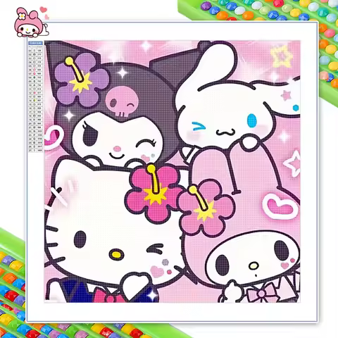 Sanrio Diamond Painting Hello Kitty Melody Cross Stitch Kuromi Cinnamoroll Mosaic Cartoon Painting R