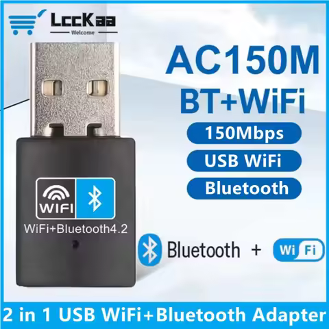 LccKaa 150Mbps USB WiFi Adapter USB Bluetooth Adapter 2.4GHz WiFi Bluetooth Adapter 2 in 1 Wireless 