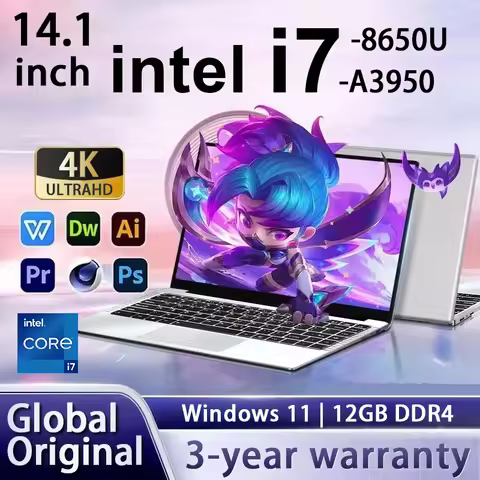 2026 Office Laptop Windows 11 intel core i7 8650U intel Atom x7 A3950 14.1 inch Notebook Computer PC