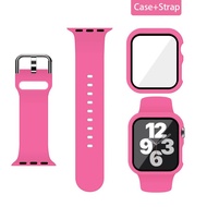 ETXTempered Glass+Case+Strap For Apple Watch band 44mm 40mm 45mm 41mm 38 42 45 mm Silicone bracelet iWatch series 8 7 3 2 4 5 6 se