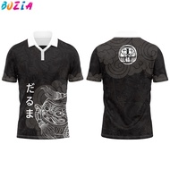 (boziaa) Daruma Spirite Jersey Retro Collar Shirt Sublimation Jersey  Retro Viral