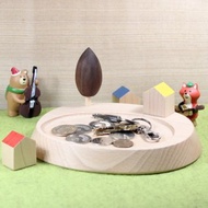 半山腰的溫暖小景 原木置物盤 可放零錢鑰匙飾品 小樹 矮房子