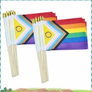 50 Pack Intersex Progress  Pride Stick Flag Small Mini Rainbow Hand Held LGBTQ Flags,5x8 Inch ncsqqk