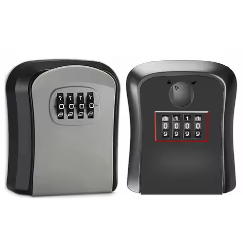 Wall Mount Key Lock Box 4 Digit Password Code Security Lock No Key for Home Office Key Safe Secret S