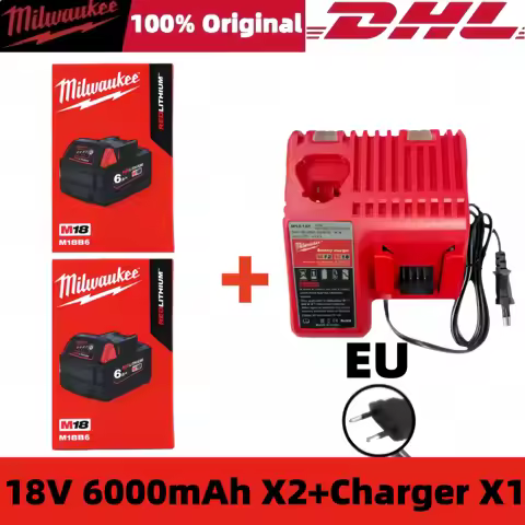 100% New Milwaukee M18 6.0Ah High Output Battery 18V Lithium-ion Rechargeable for Milwaukee M18 Cord