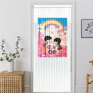 มู่ลี่ประตู PVC ม่านกันแสง ผ้าม่านและมู่ลี่ Size : 80x200 cm.   พิมพ์ลายครึ่งผืน ลายเลิฟ