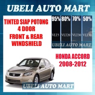 2PLY Honda Accord 2008-2012 4 Pintu Siap Potong Tinted UV Hitam / Siap Potong Tinted UV Hitam Kereta