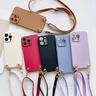 Leather Lanyard Case for OPPO Reno4 Reno5 Reno6 Reno7 Reno8 Reno9 Reno10 Pro Reno 10x Zoom Lens Crossbody Cord Strap Liquid Silicone Cove