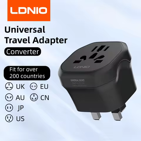 LDNIO UK EU US AU All In One Worldwide Power Socket Travel Converter Universal Travel Adapter 2500W 