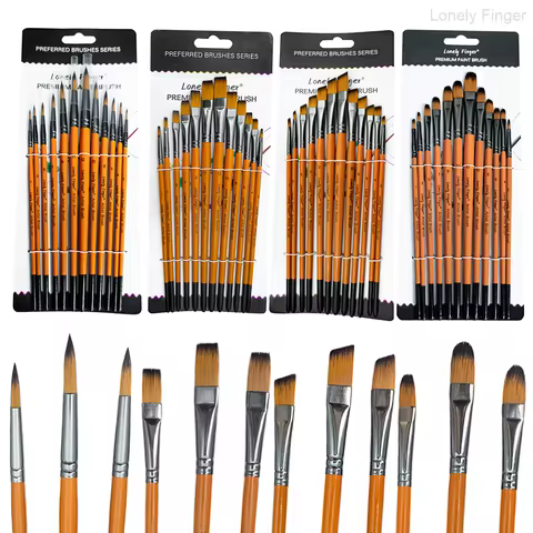 Paint Brushes, 12/48 Pcs Acrylic Brush,Including Round Flat Filbert Angular Paint Brushes, Synthetic