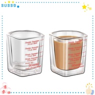 SUSSG 2pcs Measuring Cup, Black/Red Glass Espresso Shot Glass, Expedient 6*6*5 CM Square Glass Cup Coffee Shop