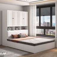 安晴傢俬 - 4尺白色三桶床連衣櫃 120cm濶地台床 組合床 直櫃床 橫櫃床 儲物床