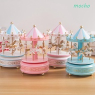 MOCHO Carousel Music Box, Christmas Carousel Wooden Rotating Wooden Music Box, Christmas Horse Carou