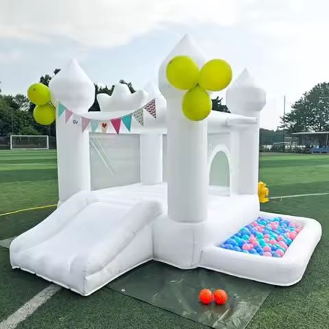 9FT White Bounce House, Inflatable Toddler Bouncy House for 3-6 Age Party Gift with Blower White Jum