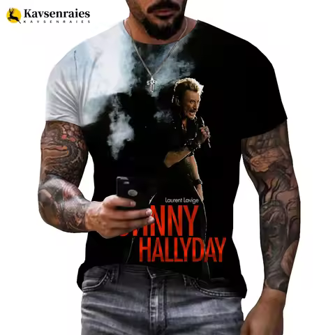 New Arrival Rock Hip Hop Style Johnny Hallyday 3D Print T-shirt Men Women Summer Fashion Casual T Sh